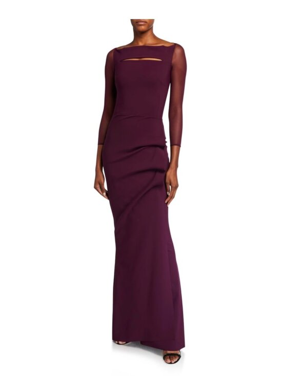 Chiara Boni Dresses & Skirts - Chiara Boni La Petite Rob Kate Illusion Gown in Burgundy Size 2